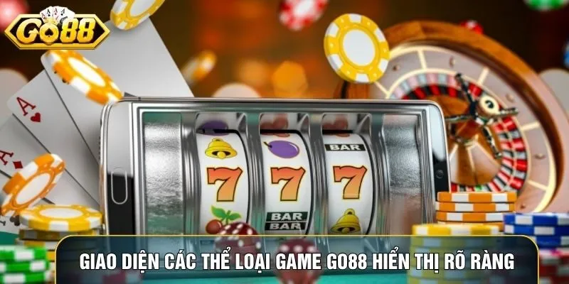 Giao diện các thể loại Game Go88 hiển thị rõ ràng với màu sắc sinh động