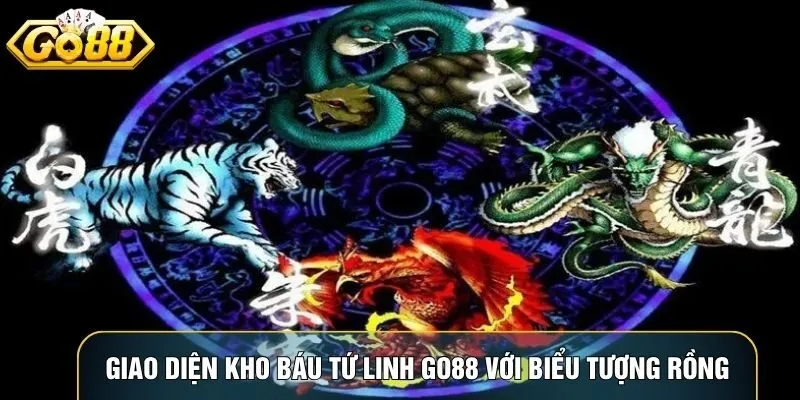 Giao diện Kho Báu Tứ Linh Go88 với biểu tượng Rồng, Phượng, Quy, Long