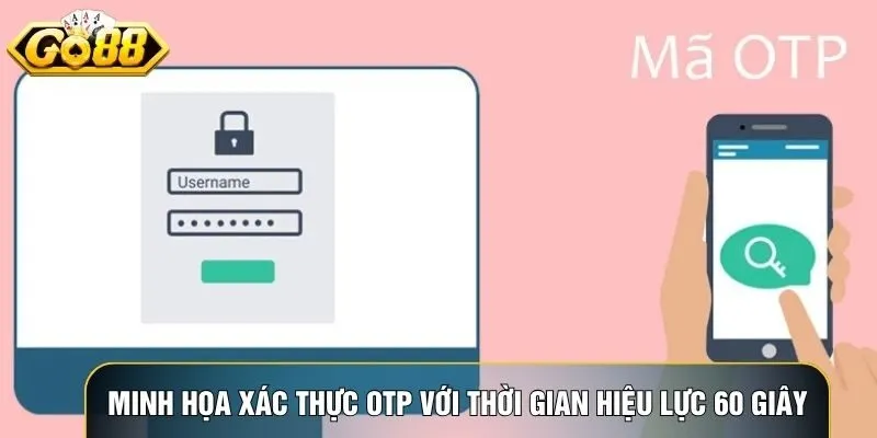 Minh họa xác thực OTP  với thời gian hiệu lực 60 giây